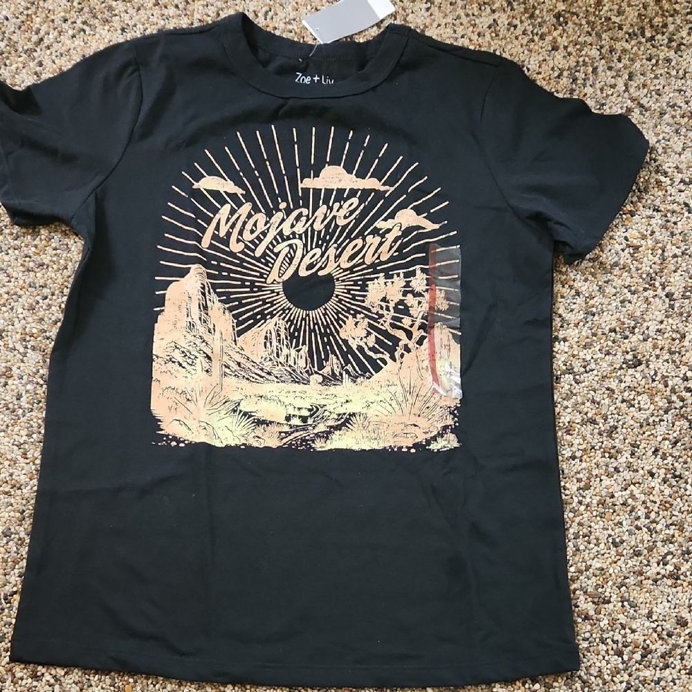 Zoe + Liv Black and Tan Mojave Desert Tee, Size XS
